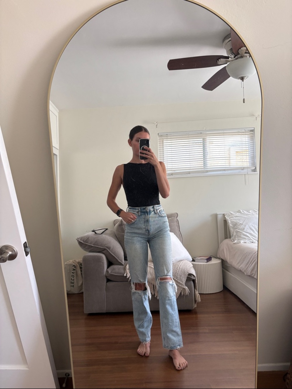 Abercrombie & Fitch Light Blue Straight Leg Distressed Jeans